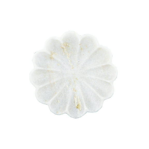 Creative Co-Op Carved Marble Flower Shape Dish