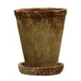 thumbnail image 1 of Creative Co-Op Cement Planter with Saucer, Distressed Terra-cotta Finish, Set of 2 (Holds 5" Pot), 1 of 5