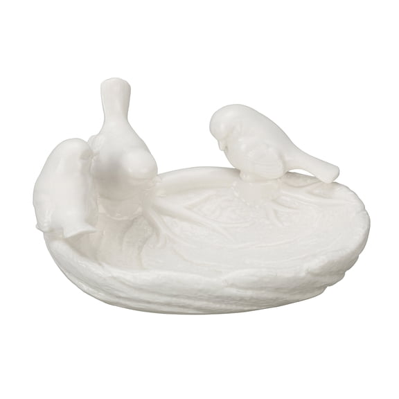 Creative Co-Op Ceramic Leaf Dish with Birds