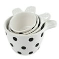 thumbnail image 1 of Creative Co-Op Ceramic Measuring Cups with Polka Dots, Set of 4 Sizes, Black and White, 1 of 5