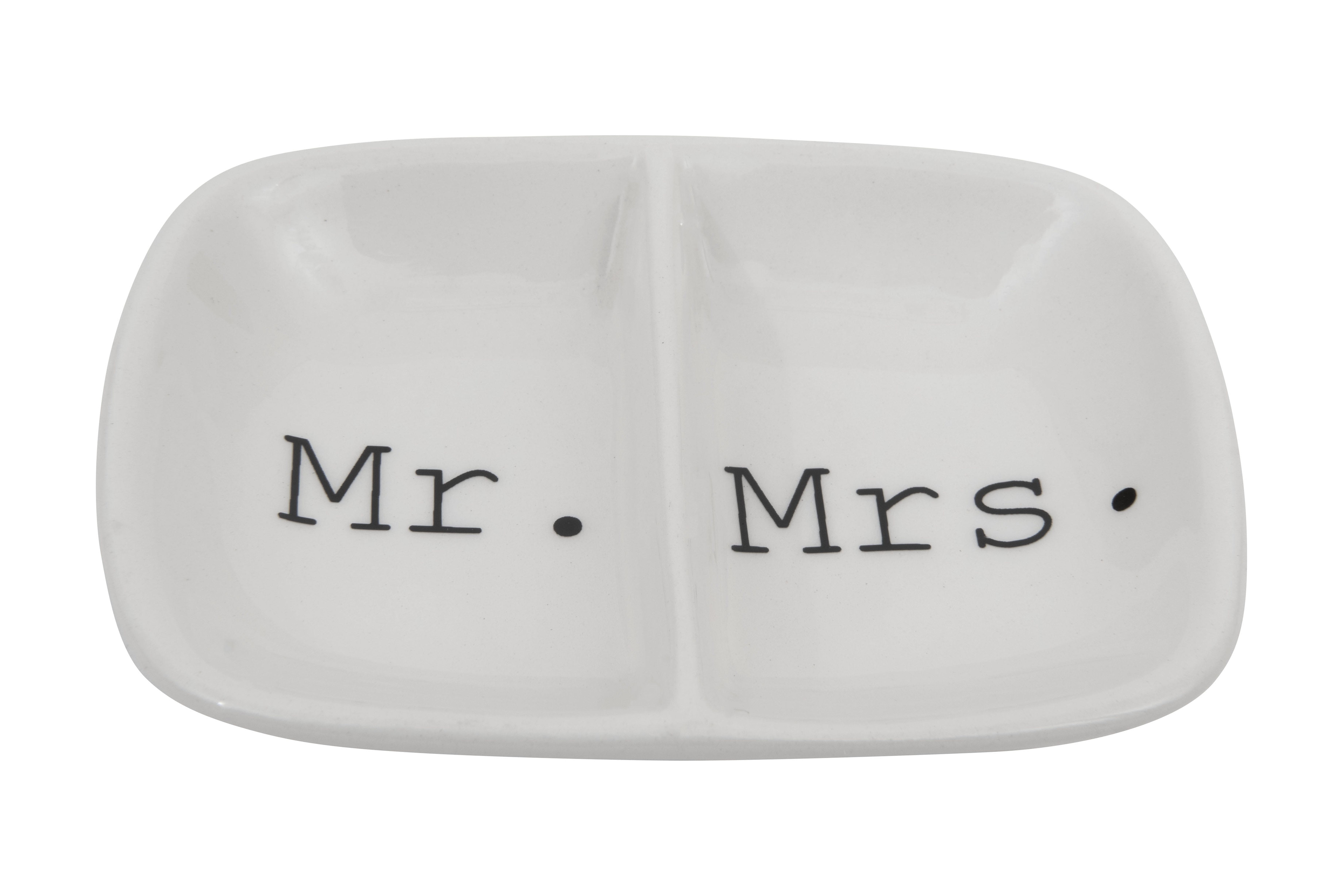 Creative Co-Op Ceramic Mr. & Mrs. Divided Ring Dish - image 1 of 7