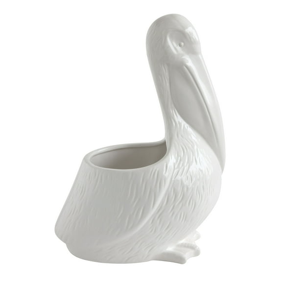 Creative Co-Op Ceramic Pelican Shaped Planter, White