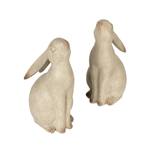 Creative Co-Op Charming Resin Rabbit Bookends, Grey