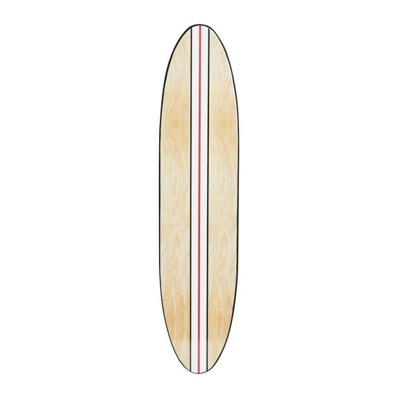 Creative Co-Op Coastal Decorative Surfboard Wall Décor for Living Room; Contemporary White Stripe Design Overlaid On Light Natural Wood