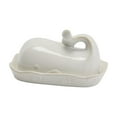 thumbnail image 1 of Creative Co-Op Coastal Stoneware Whale Shaped Butter Dish, White, 1 of 5
