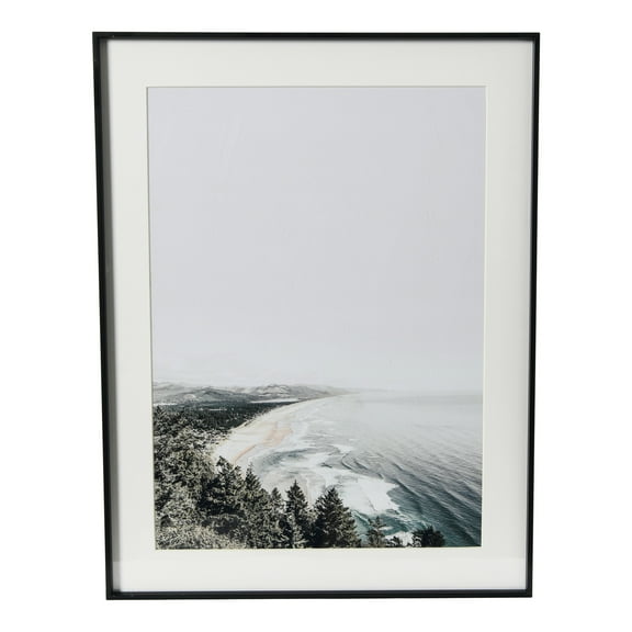 Creative Co-Op Coastline Photo Print with Black Metal Frame