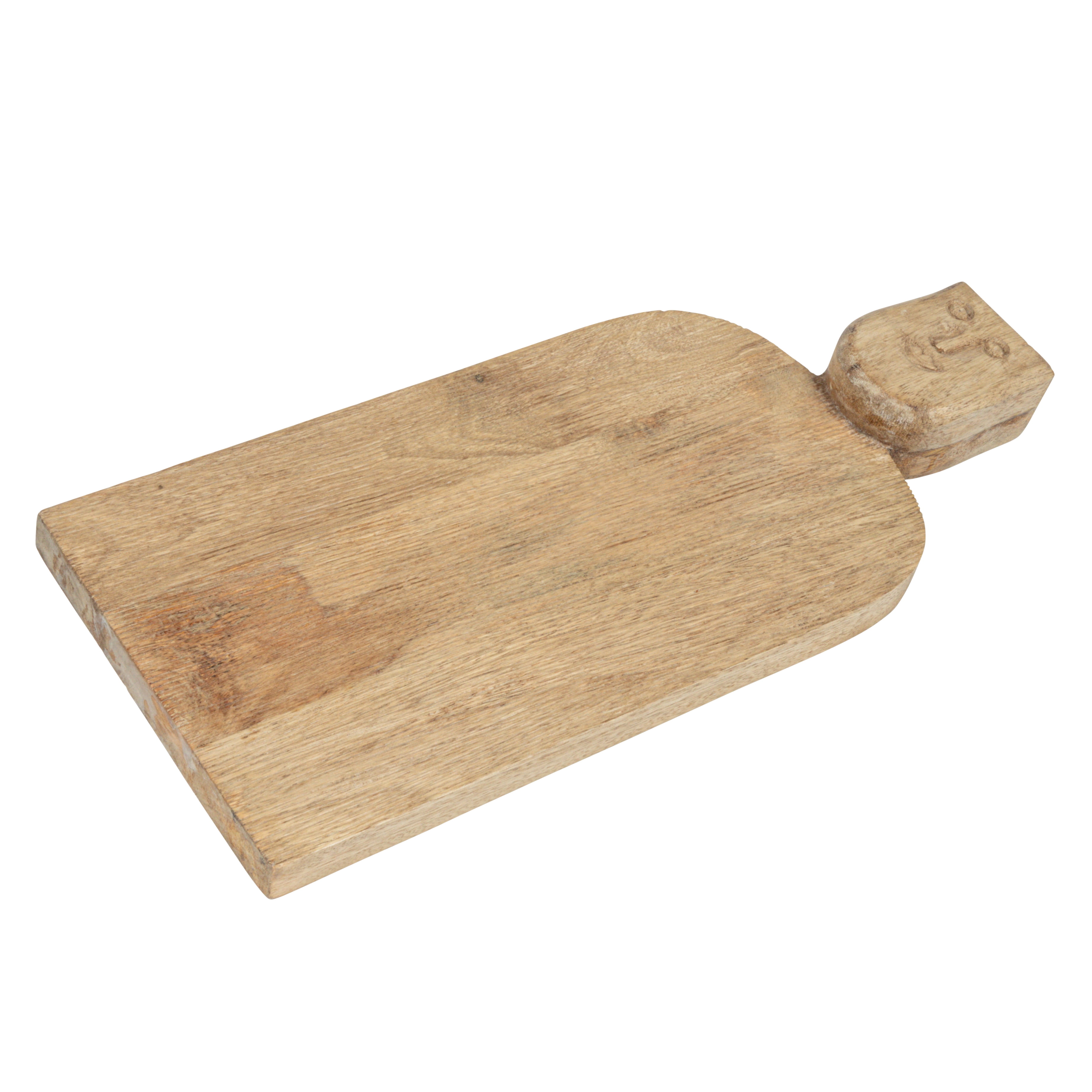 Hand-Carved Natural Mango Wood Cutting Board with Face Handle