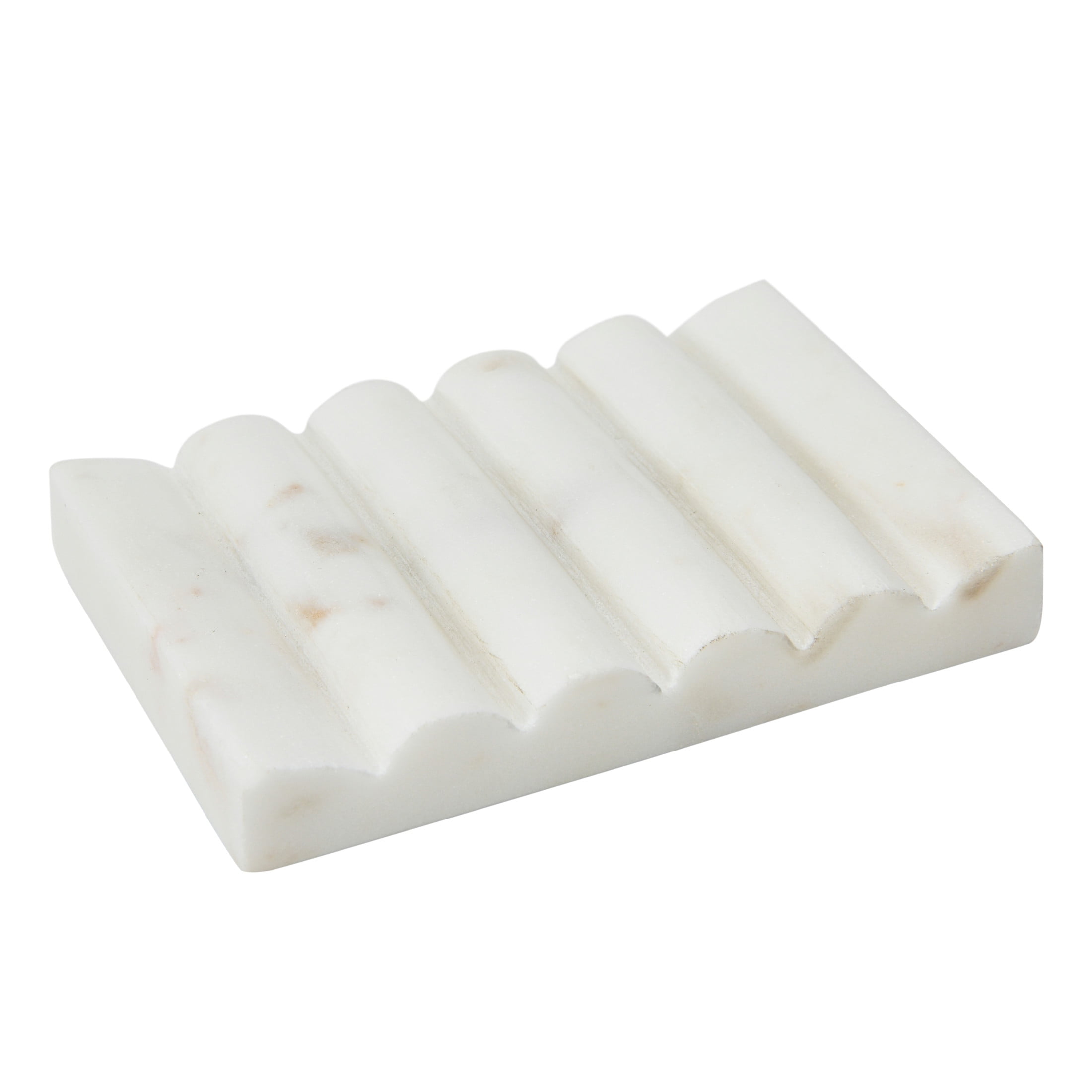 White Carved Marble Rectangular Soap Dish