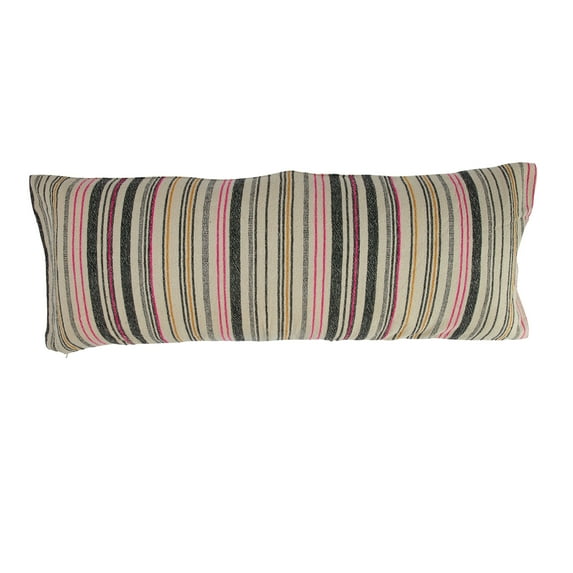 Creative Co-Op Cotton Blend Lumbar Pillow with Stripes, Multicolor