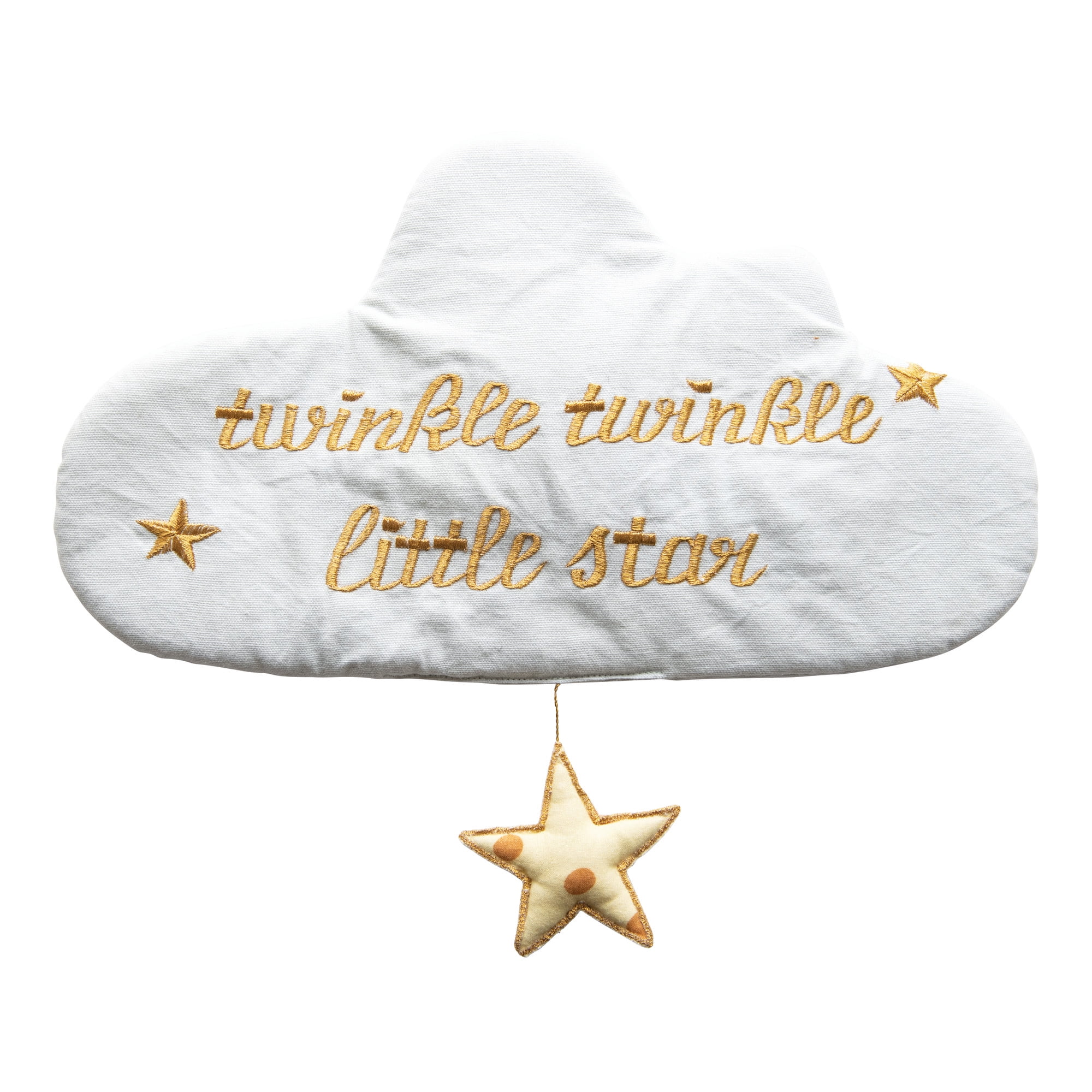 White Cotton Cloud Wall Hanging with Gold Star Embroidery