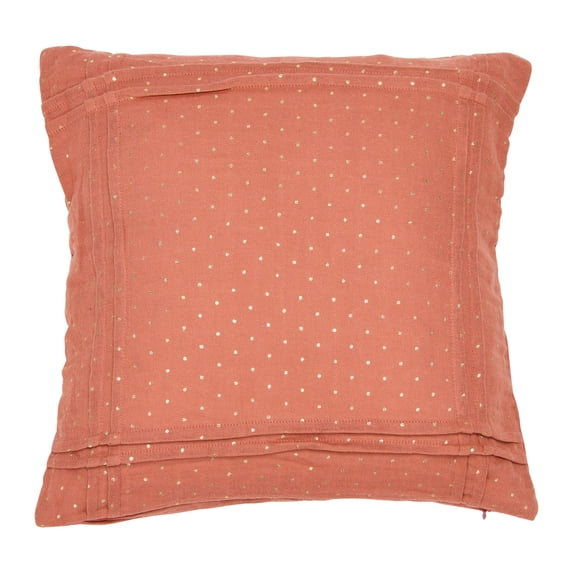 Creative Co-Op Cotton Double Cloth Pleated Pillow with Gold Foil Dots