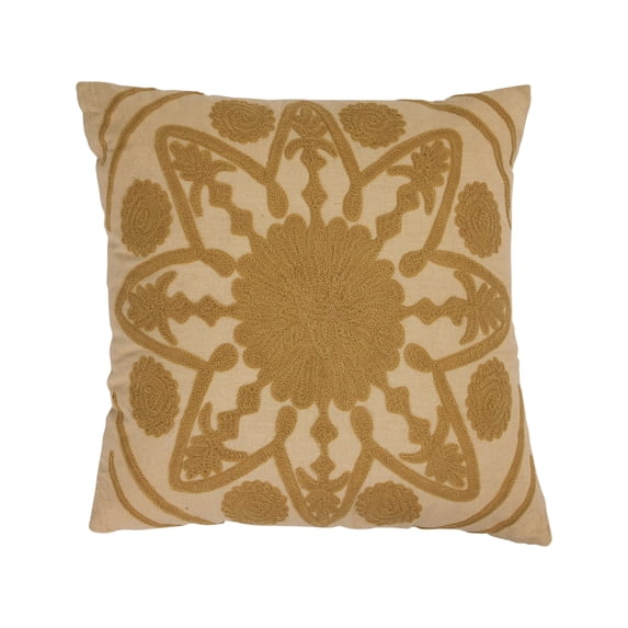 Creative Co-Op Cotton Pillow with Embroidery