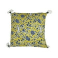thumbnail image 1 of Creative Co-Op Cotton Pillow with Floral Pattern and Yarn-Wrapped Tassels, 1 of 11