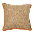 thumbnail image 1 of Creative Co-Op Cotton Pillow with Metallic Printed Floral Pattern and Eyelash Fringe, 1 of 11