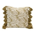 thumbnail image 1 of Creative Co-Op Cotton Pillow with Palm Frond Pattern & Tassels, Green & Natural ©, 1 of 12
