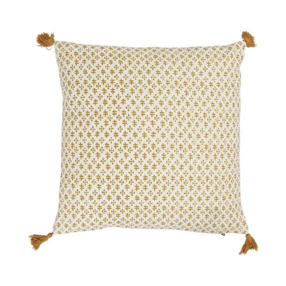 Creative Co-Op Cotton Pillow with Pattern and Tassels