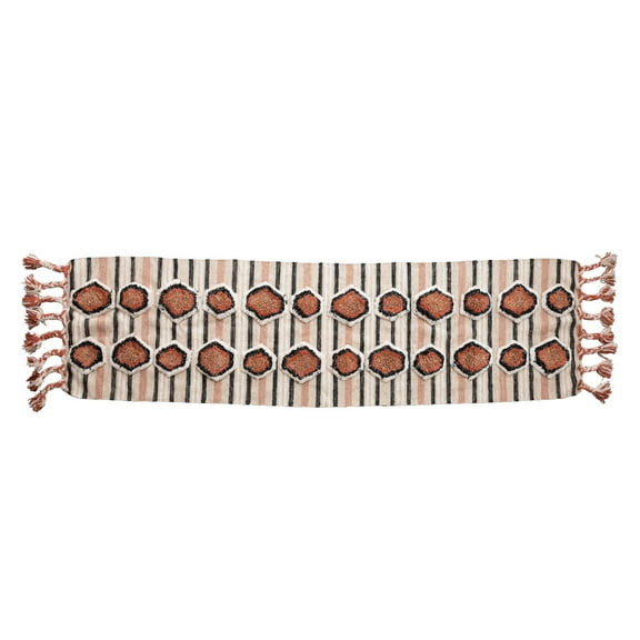 Creative Co-Op Cotton Tufted Kilim Floor Runner with Braided Tassels