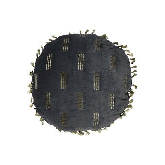 Creative Co-Op Cotton Velvet Pillow with Metallic Embroidery and Tassels