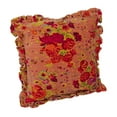 thumbnail image 1 of Creative Co-Op Cotton Velvet Printed Pillow with Floral Pattern, Chambray Back and Ruffle, Multicolor, 1 of 1