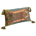 thumbnail image 1 of Creative Co-Op Cotton Velvet Tiger Lumbar Pillow with Tassels, Multicolor, 1 of 5