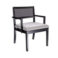 thumbnail image 1 of Creative Co-Op Crawford Mid Century Modern Solid Wood Black Arm Chair with Woven Black Cane Back and Cotton Blend Upholstered Seat, Heathered Grey, 1 of 8