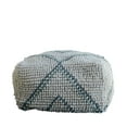 thumbnail image 1 of Creative Co-Op Cream New Zealand Pouf with Blue & Green Accents, 1 of 2