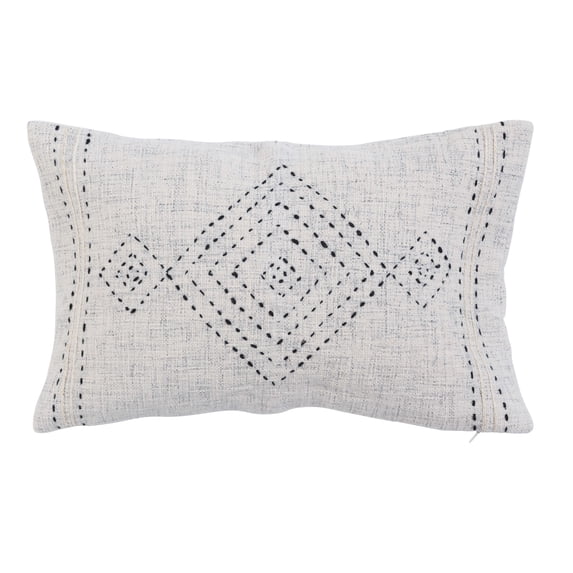 Creative Co-Op Creative Co-Op Cotton Lumbar Pillow with Embroidery and Gold Thread, Multicolor
