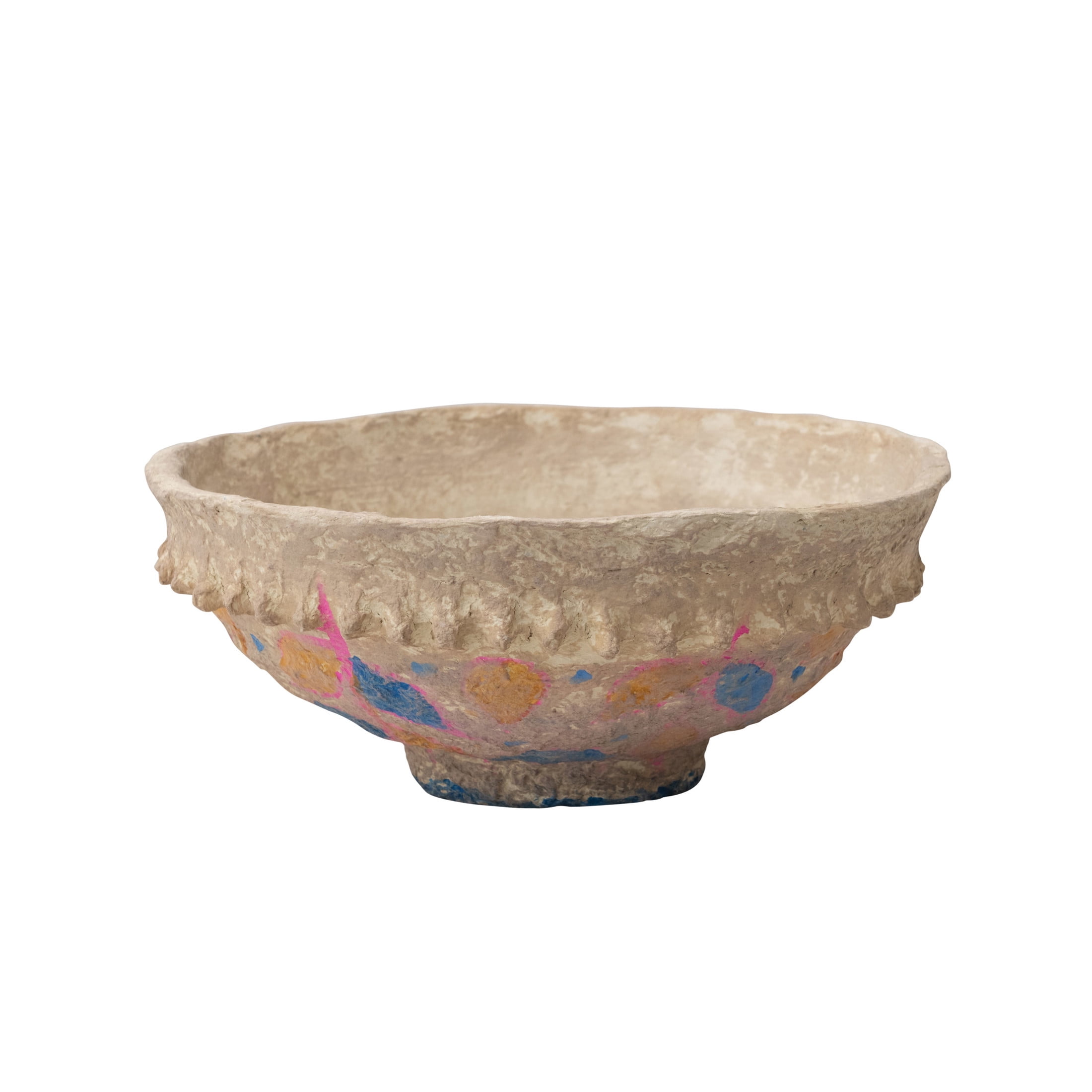 Hand Painted Multicolor Vintage Paper Mache Decorative Bowl