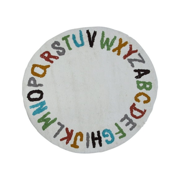 Creative Co-Op Creative Co-Op Round Cotton Tufted Alphabet Rug, Multicolor
