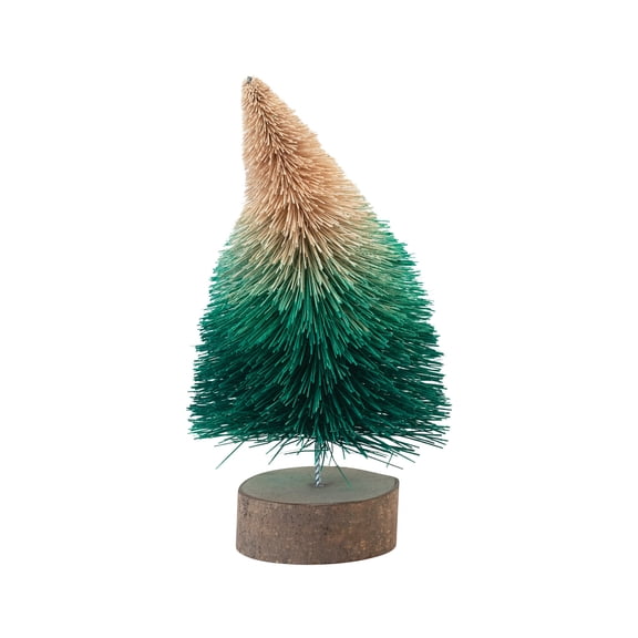 Creative Co-Op Curved Sisal Bottle Brush Tree with Wood Base, Green Ombre
