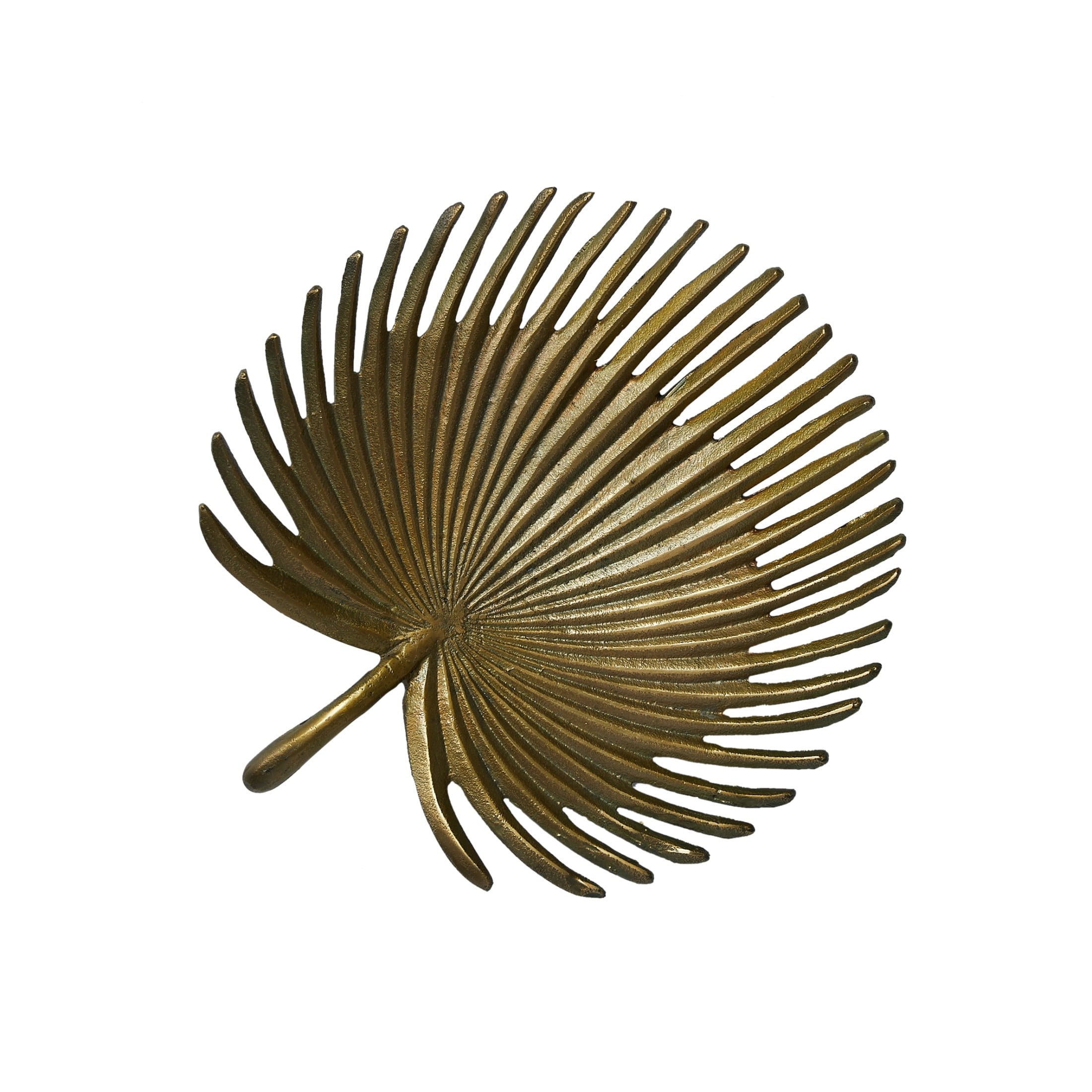 Antique Gold Aluminum Palm Frond Decorative Tray