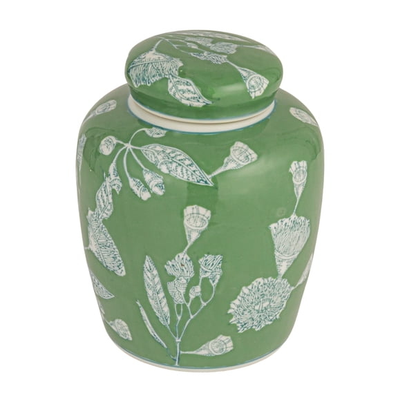 Creative Co-Op Decorative Ceramic Ginger Jar with Lid, Green