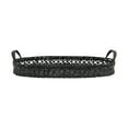 thumbnail image 1 of Creative Co-Op Decorative Hand-Woven Rattan Tray with Handles, Black, 1 of 7