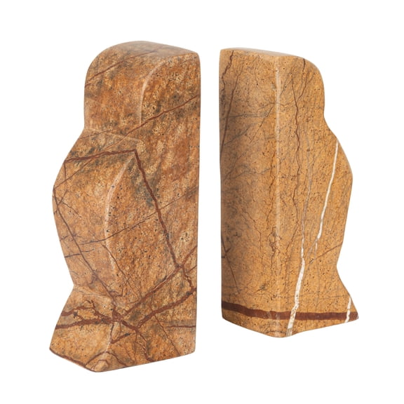 Creative Co-Op Decorative Marble Wave Bookends, Forest Brown