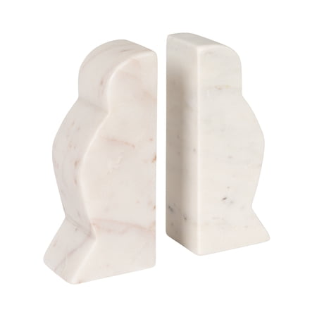 Creative Co-Op Decorative Marble Wave Bookends, Mottled White