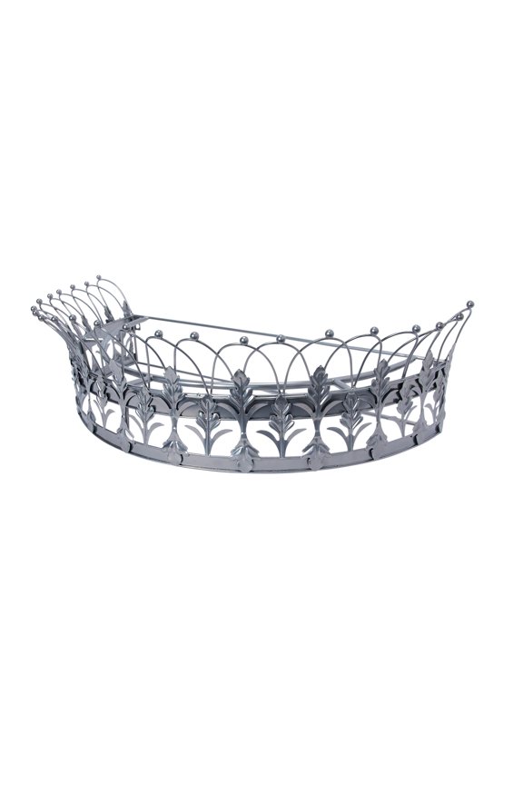 Decorative Metal Curtain or Canopy Crown, Silver Finish
