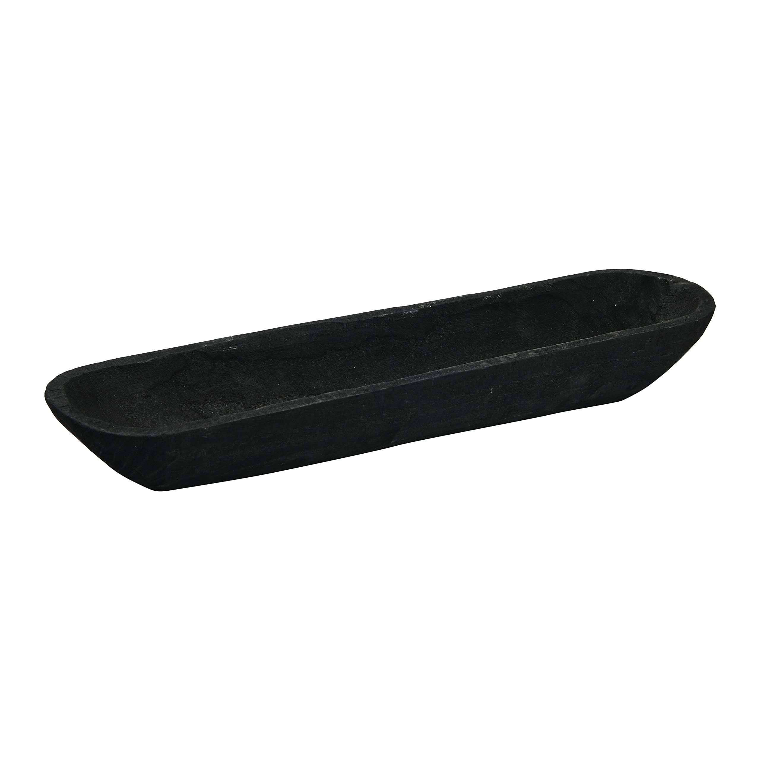 Black Elongated Paulownia Wood Decorative Bowl