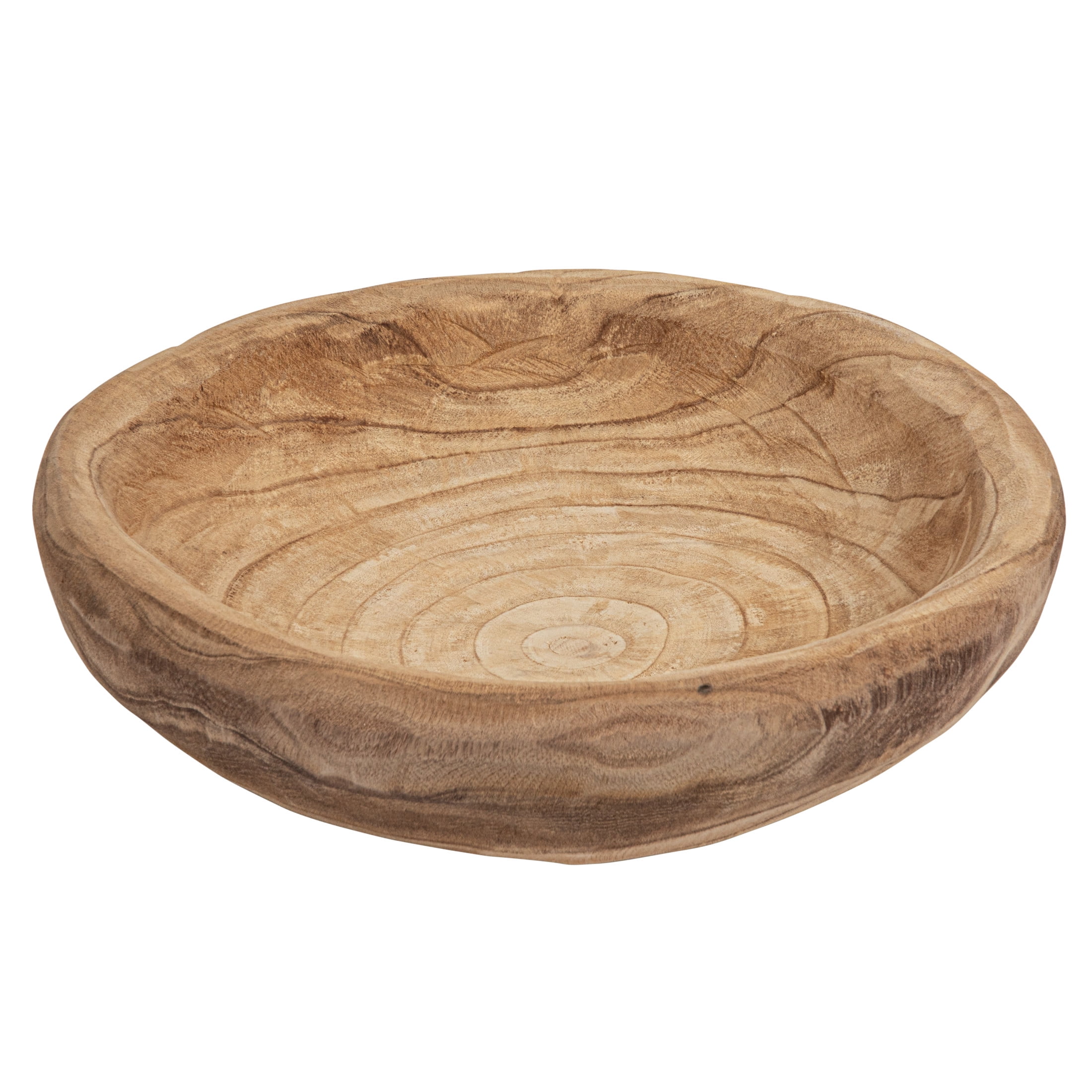 Handcrafted Earthy Paulownia Wood Decorative Bowl Set - 19.8"