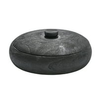 Creative Co-Op Decorative Paulownia Wood Container with Lid, Black