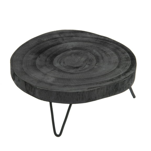 Creative Co-Op Decorative Paulownia Wood Pedestal, Black
