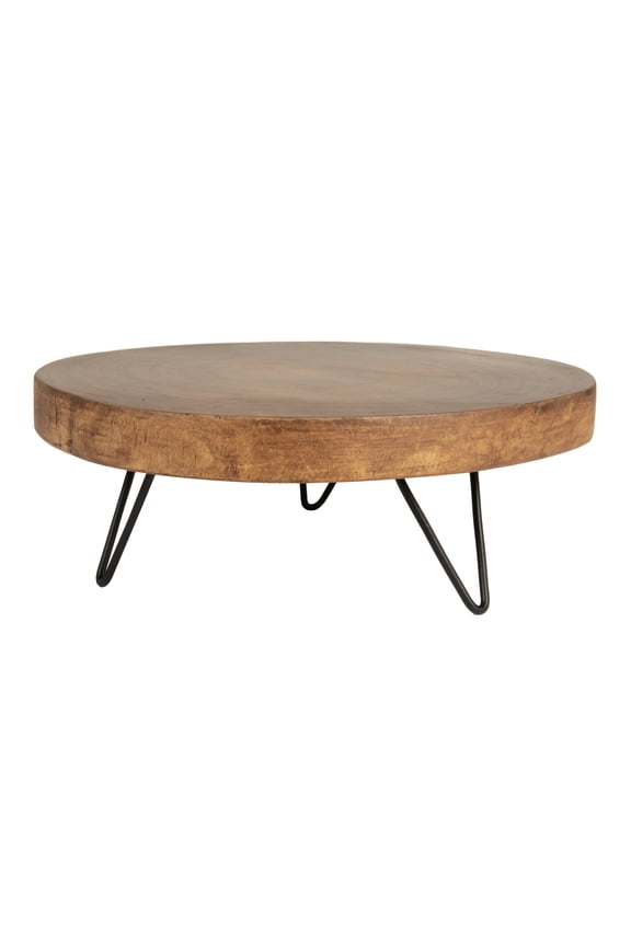 Decorative Paulownia Wood Pedestal, Dark Brown