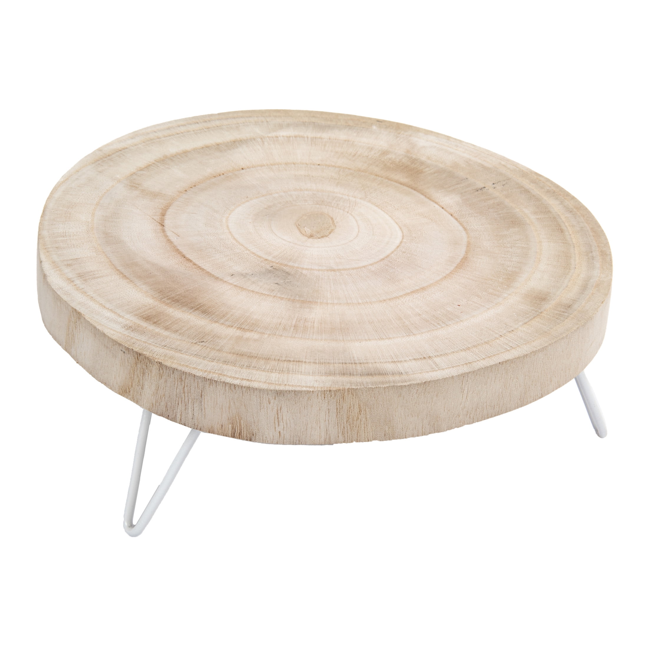 Natural Paulownia Wood Pedestal with Metal Hairpin Legs