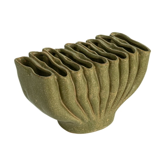 Creative Co-Op Decorative Stoneware Sculptural Vase with 9 Sections, Green