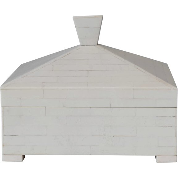 Creative Co-Op Decorative Storage Pyramid Lid and Knob, Ivory Box