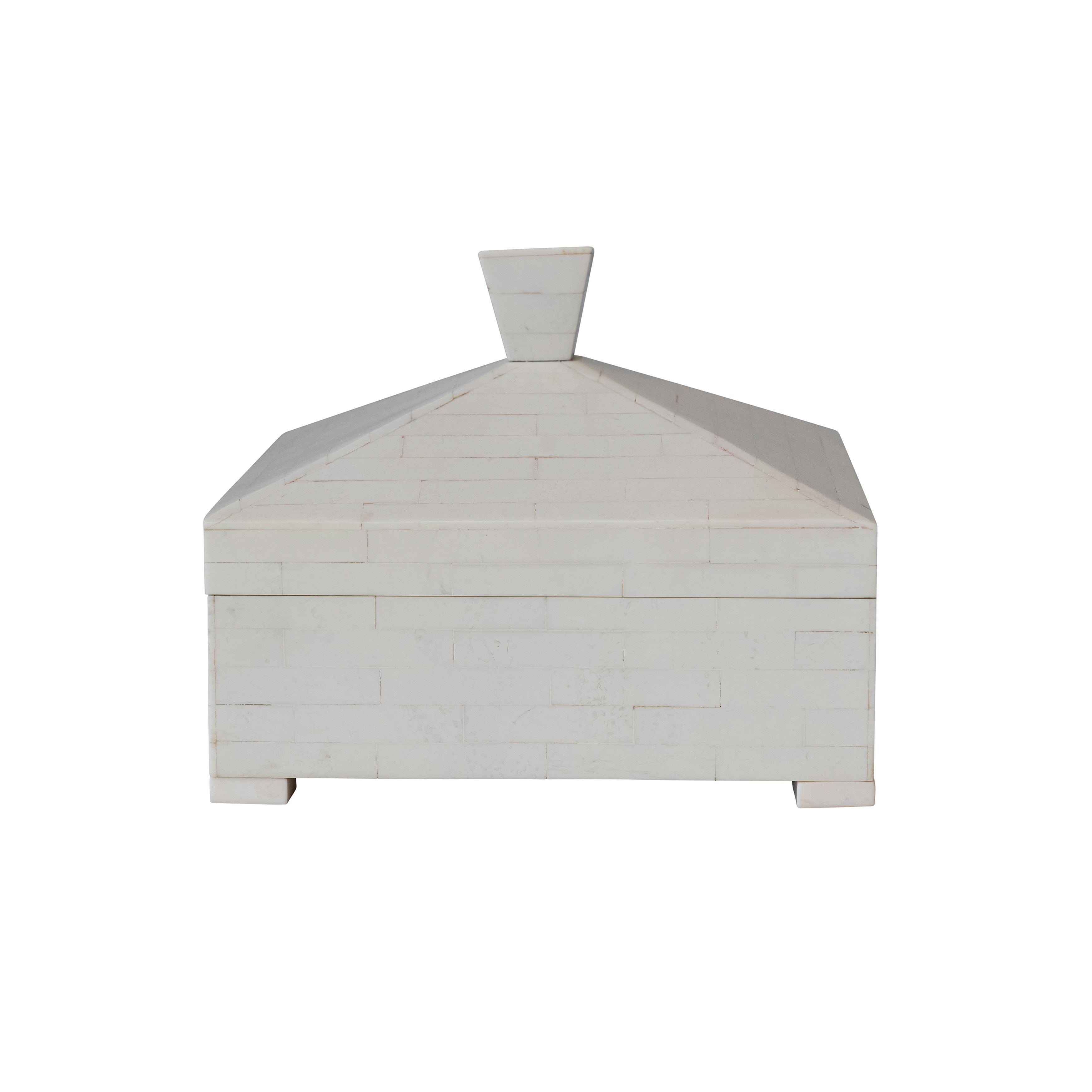 Ivory Ceramic Pyramid Lidded Decorative Storage Box