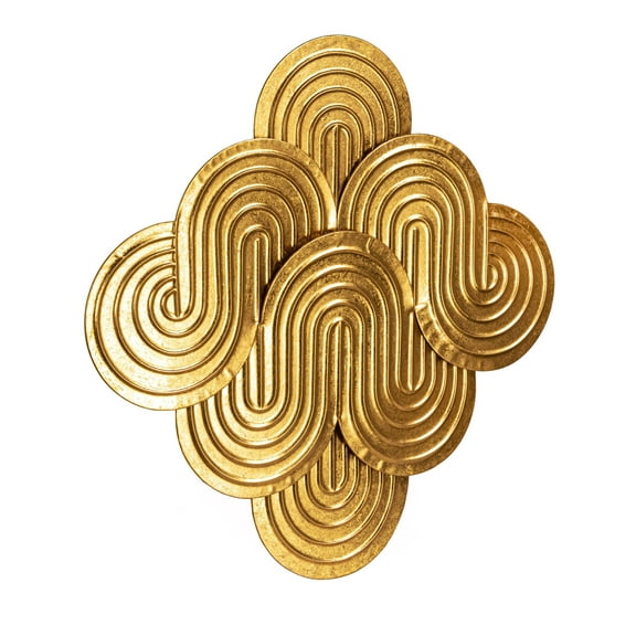 Creative Co-Op Decorative Waves Metal Wall Art, Gold