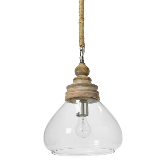Creative Co-Op Distressed Mango Wood Ceiling Light, Brown and Natural