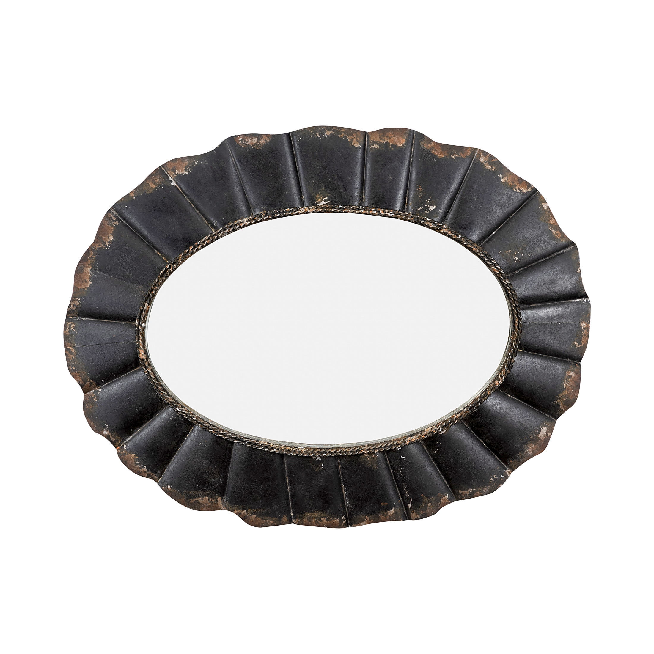 Elegant Full-Length Oval Wooden Mirror with Silver Accents, 24"x31"
