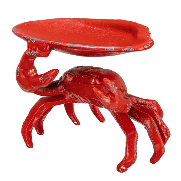 Creative Co-Op Decorative Cast Iron Crab Shaped Dish In Distressed Red
