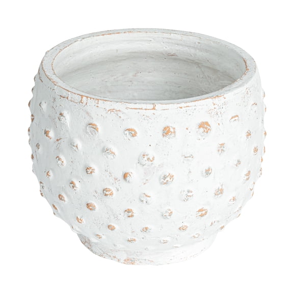 Creative Co-Op Distressed Terra Cotta Hobnail Planter, White